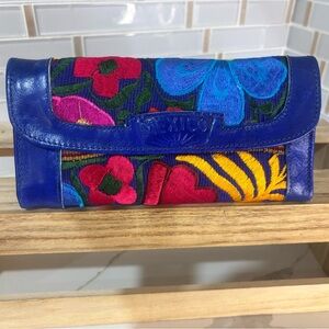 Artisan Vibrant Blue and Red Clutch Wristlet